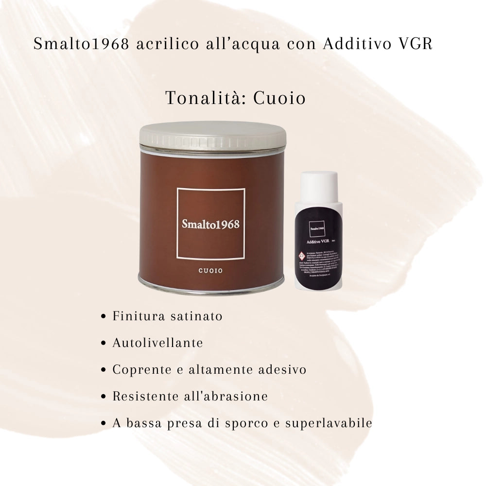 Smalto1968 base acqua vgr piastrelle ceramiche supporti difficili l 0.5 *** colore- cuoio, confezione 1