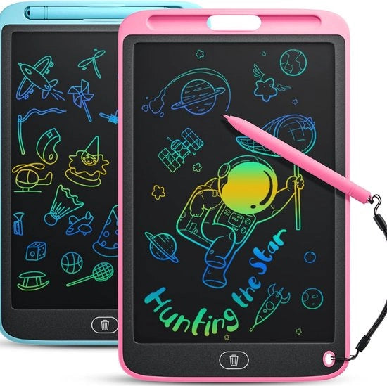 Tavolo da Disegno LCD - 10 Pollici - Tavolo da Disegno per Bambini - Portatile e Digitale - Blu/Rosso - 2 Pezzi