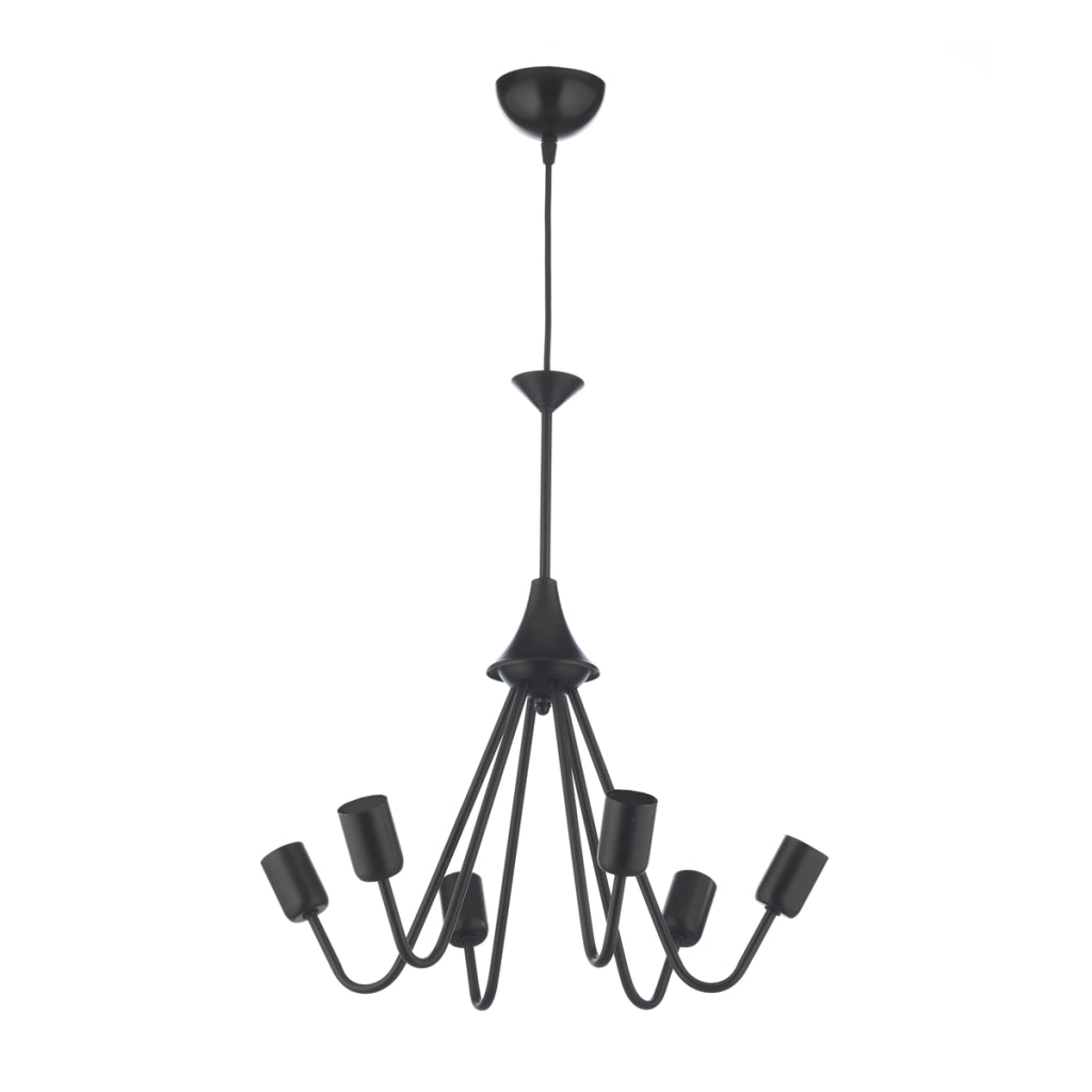 ONLI - Lampadario Billy 6 luci in metallo nero stile moderno, industrial (senza lampadine)