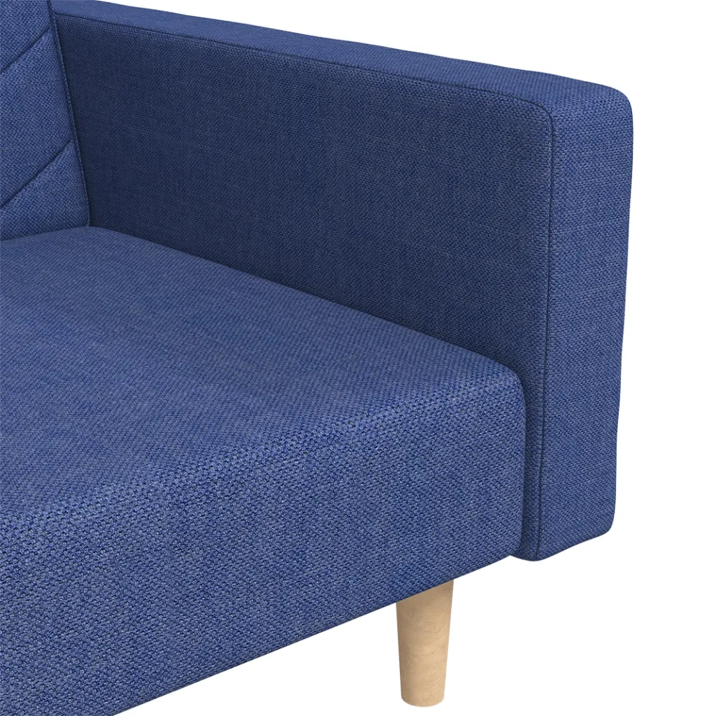 Divano letto | Sof¨¤ letto | Letto singolo a 2 Posti con 2 Cuscini Blu in Tessuto