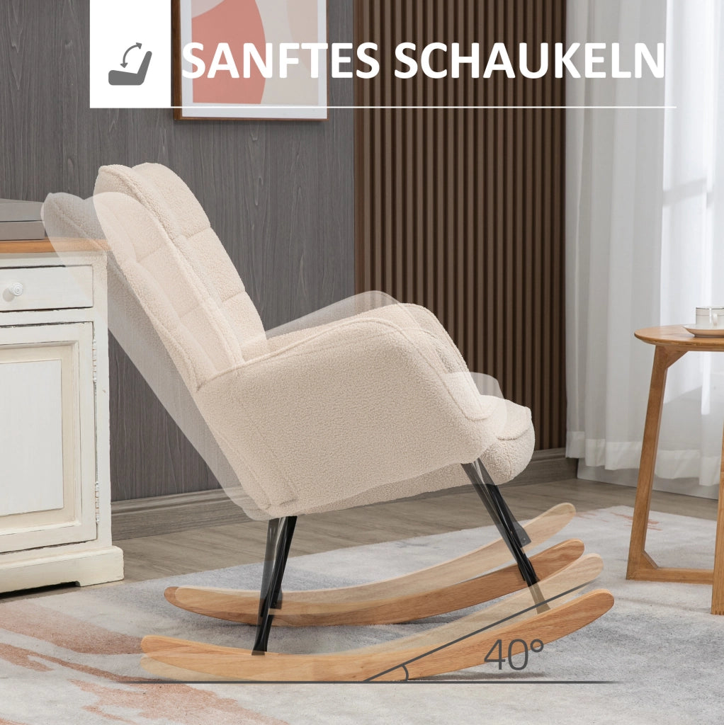 Poltrona a dondolo beige in poliestere, 71×98×101 cm