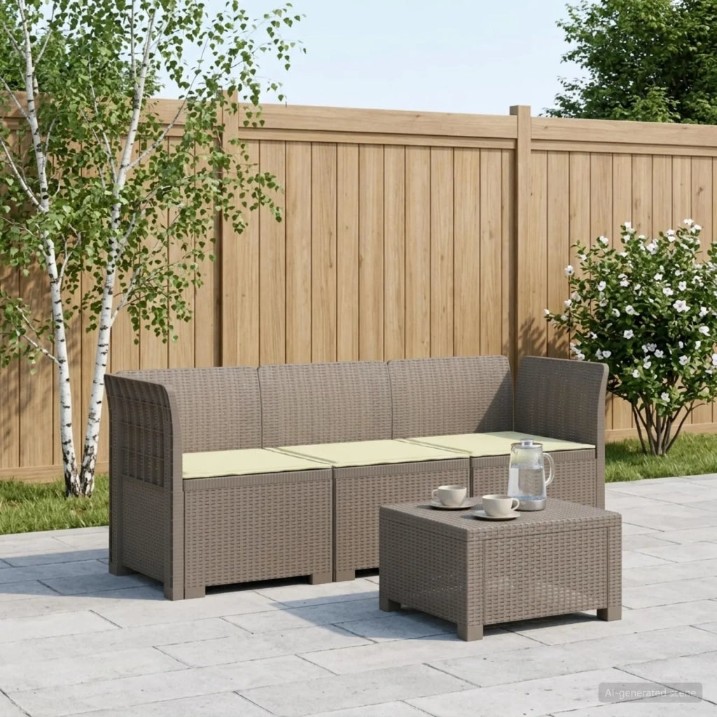 Divano da giardino 3 posti con cuscini in look rattan PP 3443830