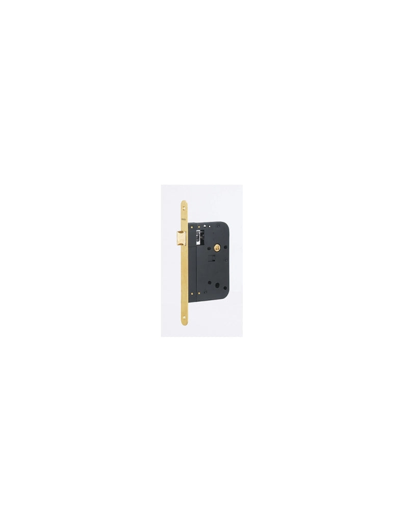 Serratura da incasso con scrocco, asse 70 mm, frontale in ottone satinato – THIRARD