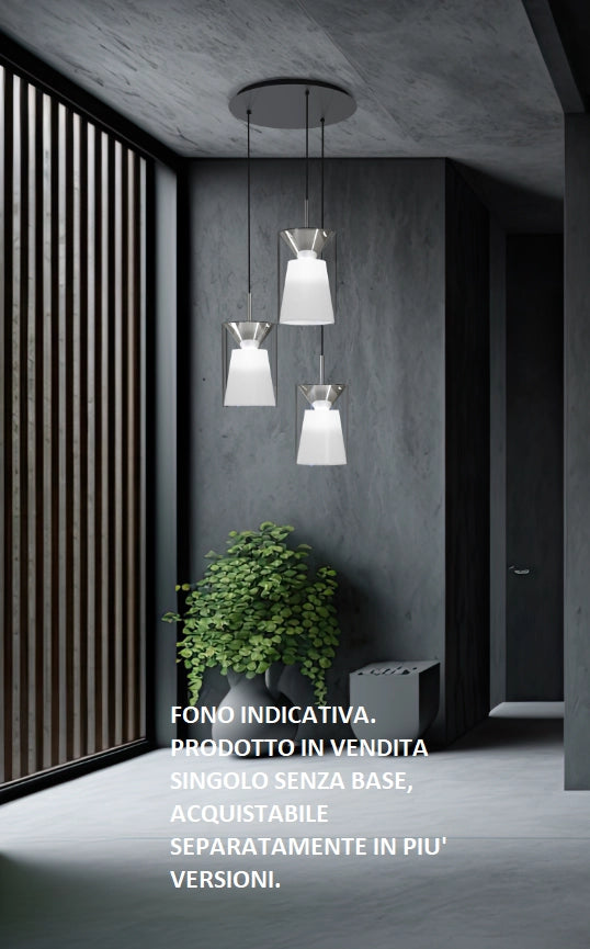 ICONIC-G F Sospensione 1 luce struttura in metallo cromo nero con vetro fumè attacco E27 diametro 20cm senza base