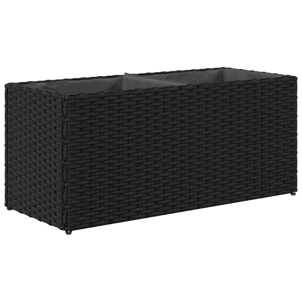Fioriera rialzata per piante fiori giardino terrazze con 2 vasi set da 2 72 x 30 x 32 cm resina intrecciata nera 02_0038854
