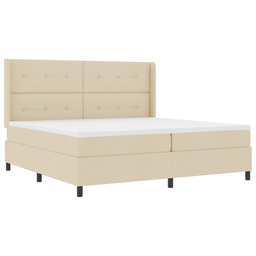 Letto con Contenitore e Materasso & LED Crema 200x200 cm Tessuto