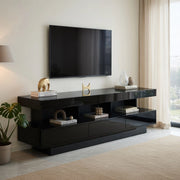 Cassettiera per TV nera lucida in truciolare lunga 160 cm
