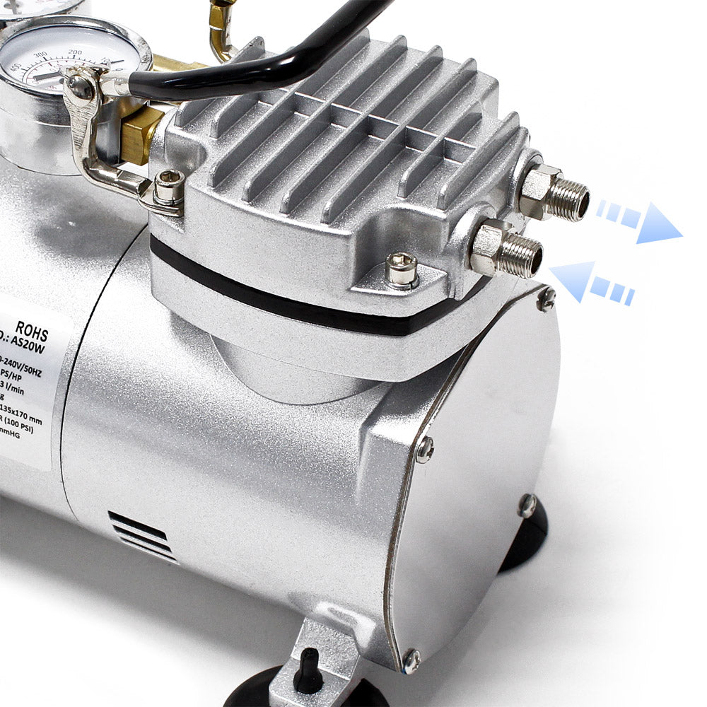 Compressore per aerografo AS20W, 1 cilindro, 4 bar, funzione di pompa per vuoto