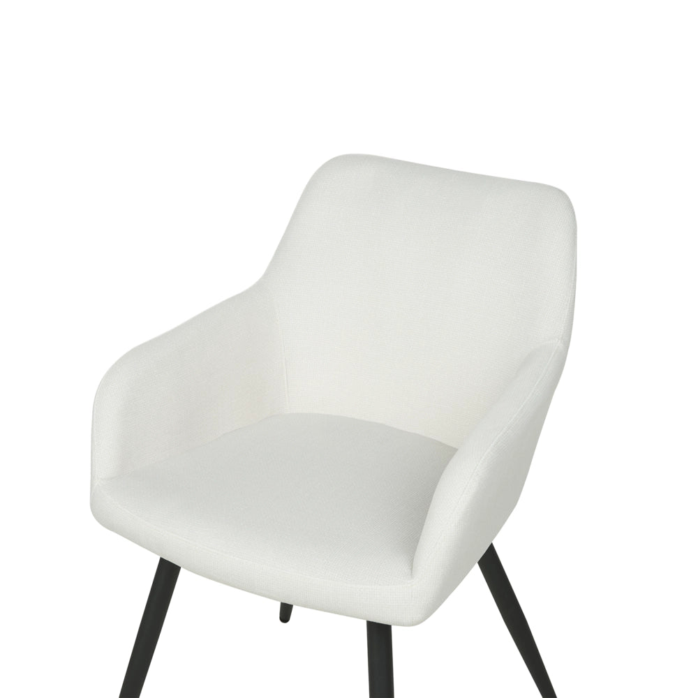 Set di 2 sedie imbottite in velluto bianco crema con gambe in metallo soggiorno cucina