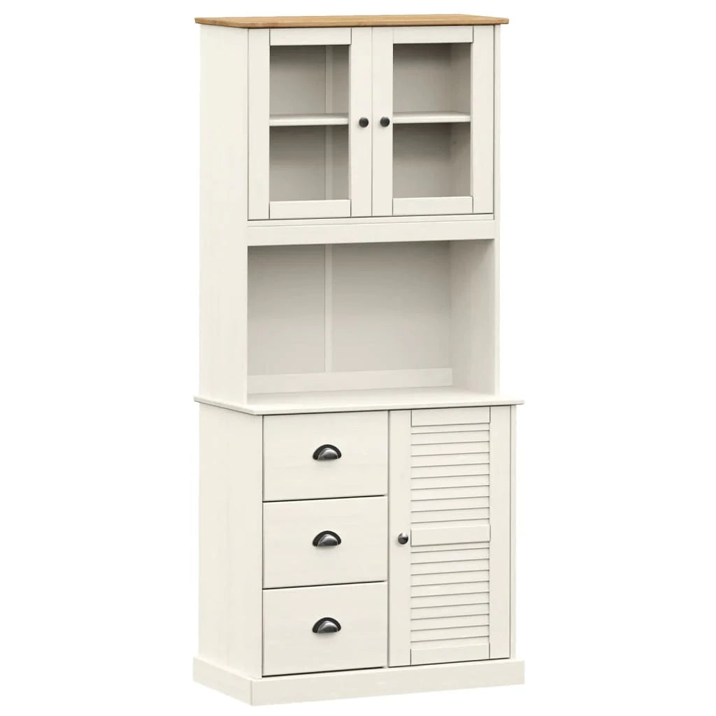 Buffet credenza cassettiera armadio mobile contenitore organizer cucina soggiorno salotto alto 78 x 40 x 175 cm legno massello di pino bianco 02_0035660
