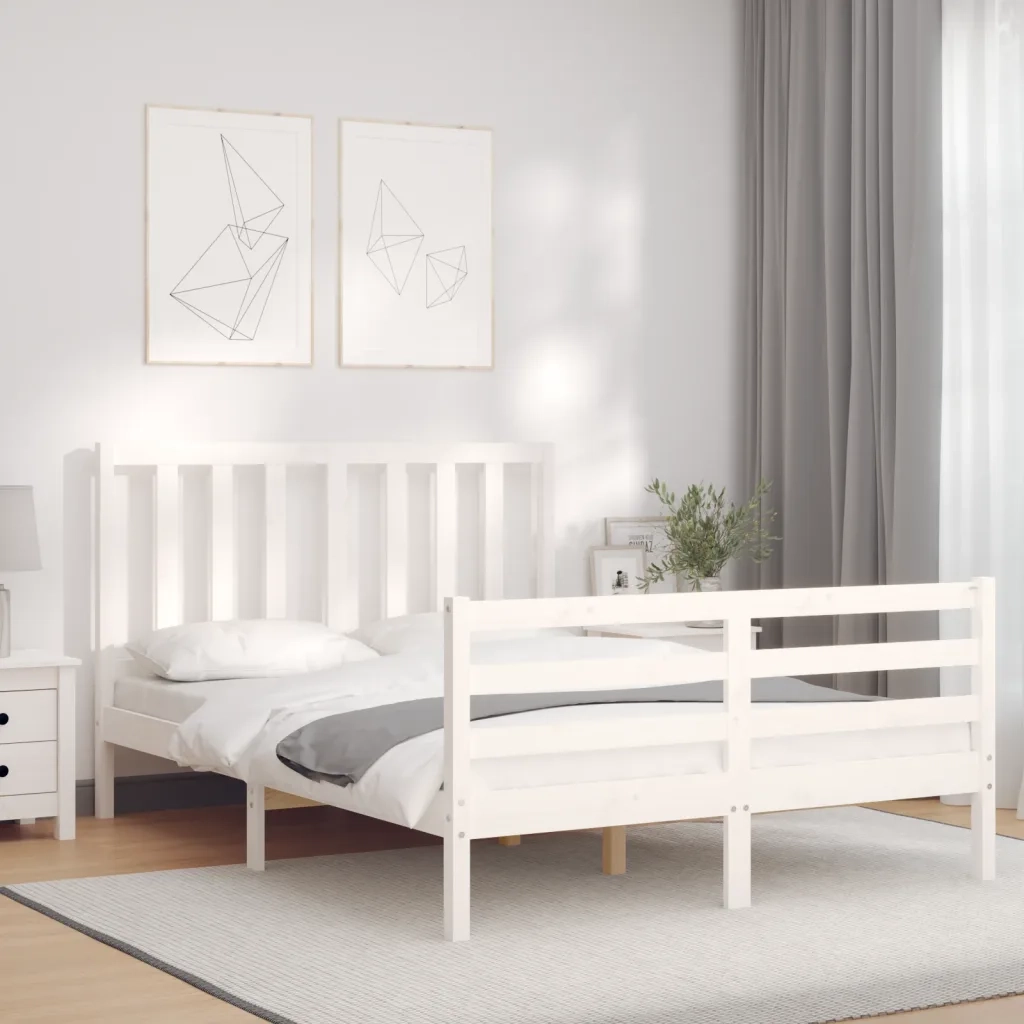 Giroletto senza Materasso-Struttura Letto Bianco 140x200 cm Legno Massello Pino 318926