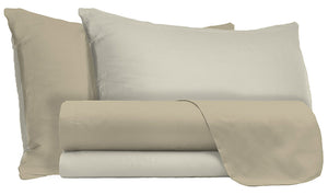 Set Lenzuola Sopra Sotto e Federe Doubleface Tortora/Panna Singolo