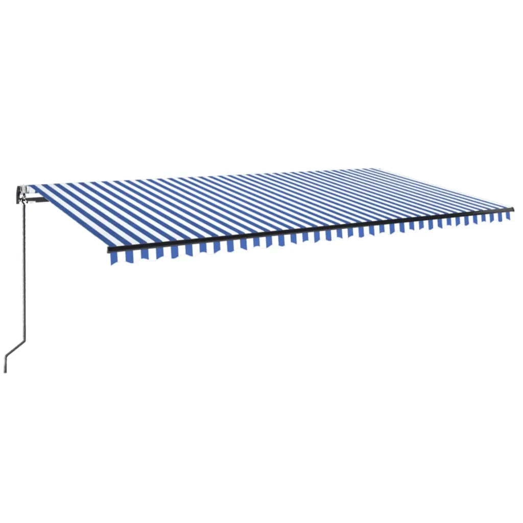 Tenda Automatica con Sensore Vento e LED 600x350 cm Blu Bianca