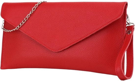 Borsa in pelle con cinturino da spalla elegante, tasca piccola per la sera in pelle generica con cinturino da collo 31,5x16,5cm Saya G369 (Rosso)