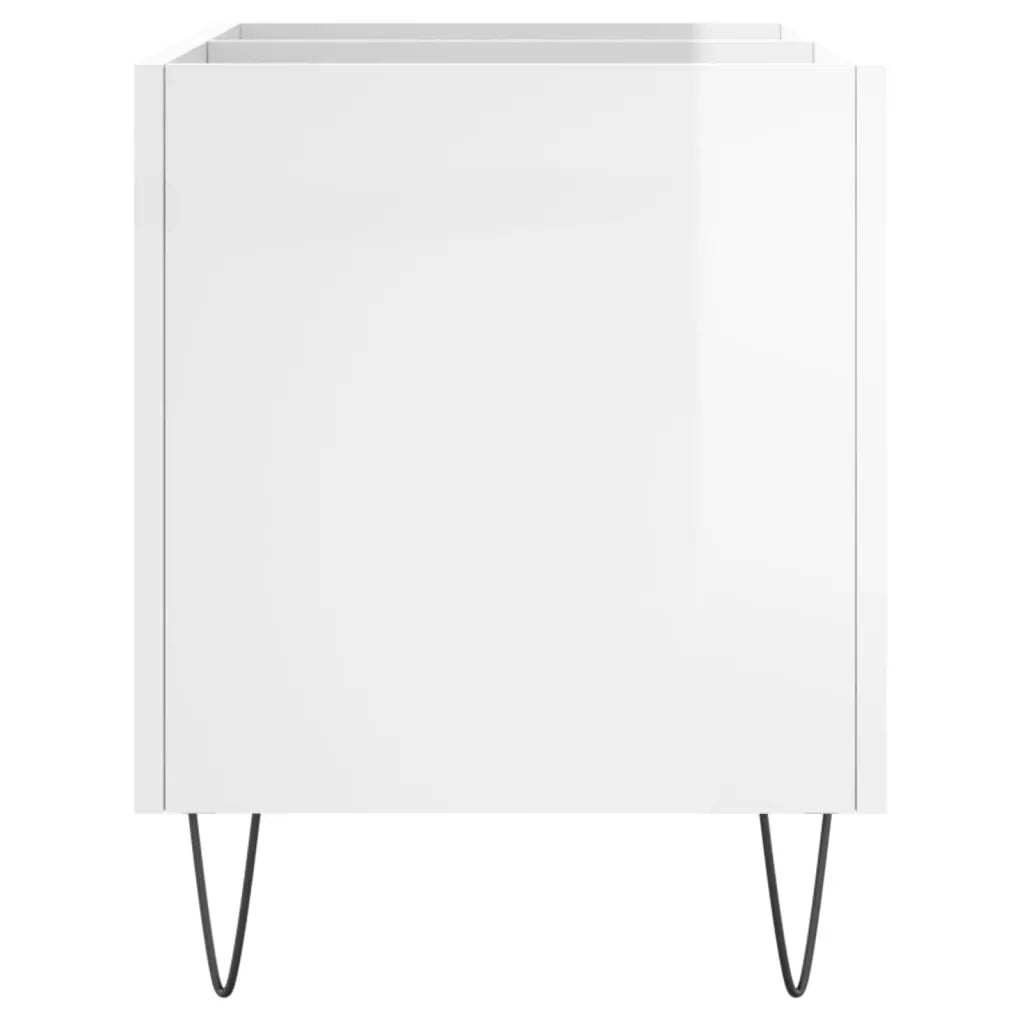 Mobile Porta Dischi Bianco Lucido 74,5x38x48 Legno Multistrato 831726