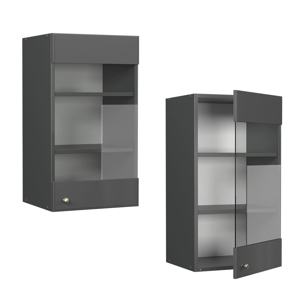 Vicco Mobile da cucina in vetro Landhaus antrazit-oro 40 cm