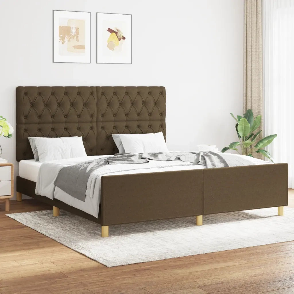 Letto matrimoniale | Letto per adulti | Giroletto senza Materasso Marrone Scuro 160x200 cm Tessuto