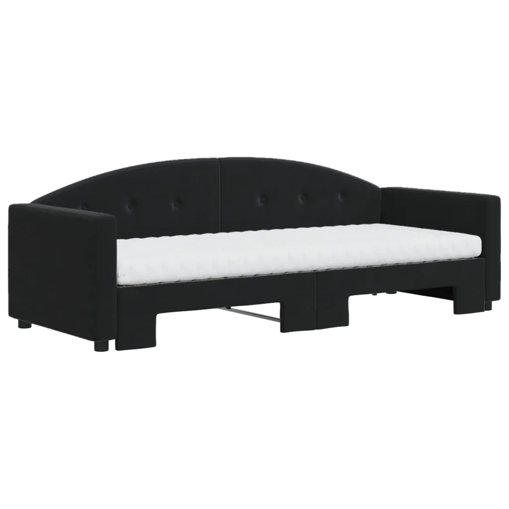Divano Letto Estraibile con Materassi Nero 80x200 cm Velluto 3197322