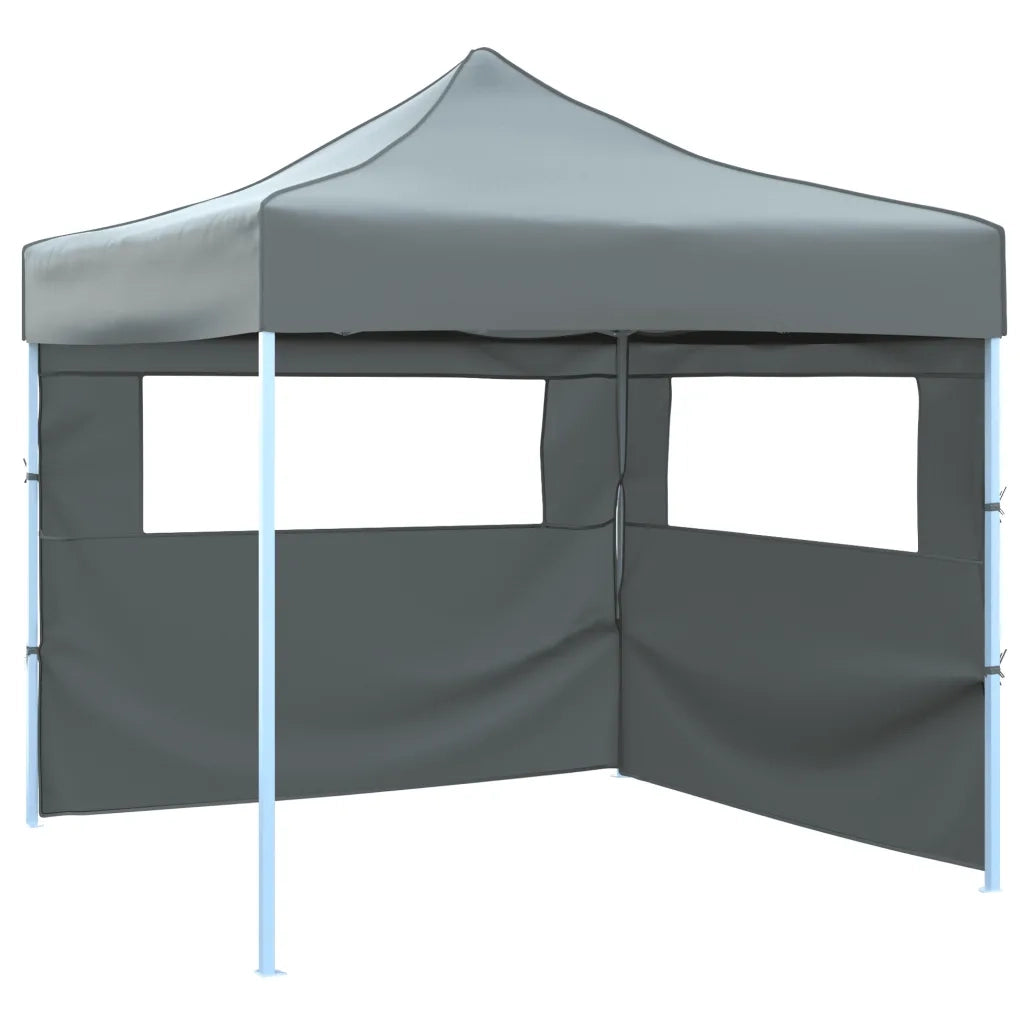 Tendone per Feste Pieghevole Pop-Up con 2 Pareti 3x3m Antracite