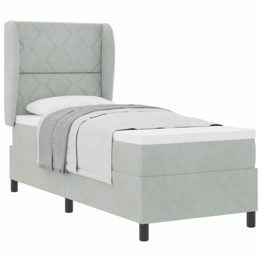 Letto a molle con testiera Grigio chiaro 200 x 80 cm Poliestere 3340952