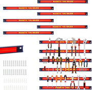 Portautensili Magnetici, Set di 12 Barre Magnetiche, Scaffale per Atrezzi da Parete, Contenitore degli Attrezzi, Organizzatore per Accessori, Supporto per Attrezzi, Portata 10 kg/Barra, 46 cm