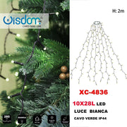 Trade Shop - Mantello Catena Luminosa 280 Led 10x28 Luci Ip44 Luce Bianca Cavo Verde Xc-4836 -