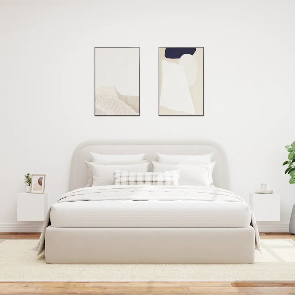 Mobili TV a Parete con Luci LED 2pz Bianchi 30,5x35x30 cm 837219