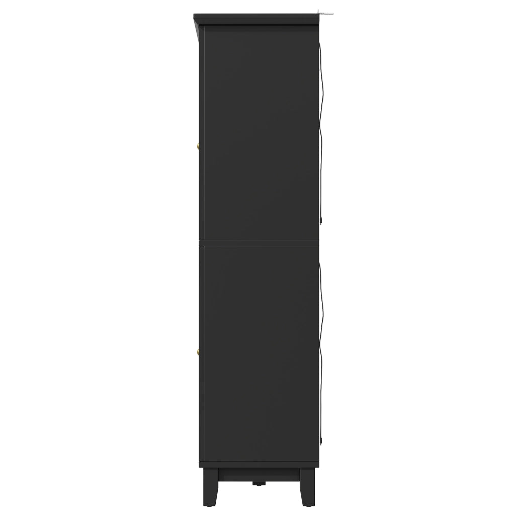 Mobile bar con LED RGB da app, 3 cassetti, ripiani regolabili e portabicchieri in MDF nero 120 × 40 × 180,5 cm