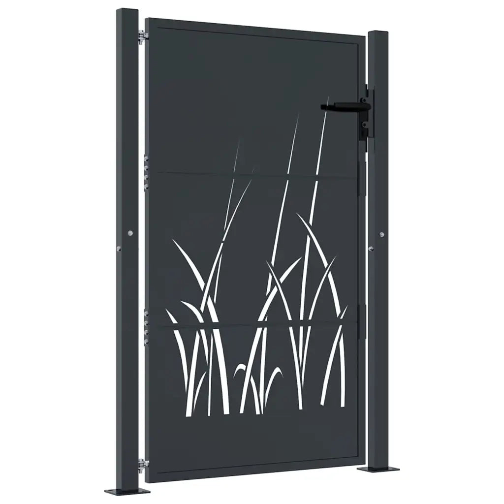 Cancello da giardino antracite 100x150 cm in acciaio design erba 153169