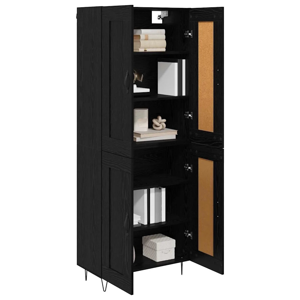 Credenza-Buffet-Armadio da cucina Rovere Nero 69,5 x 34 x 180 cm Legno multistrato 483049