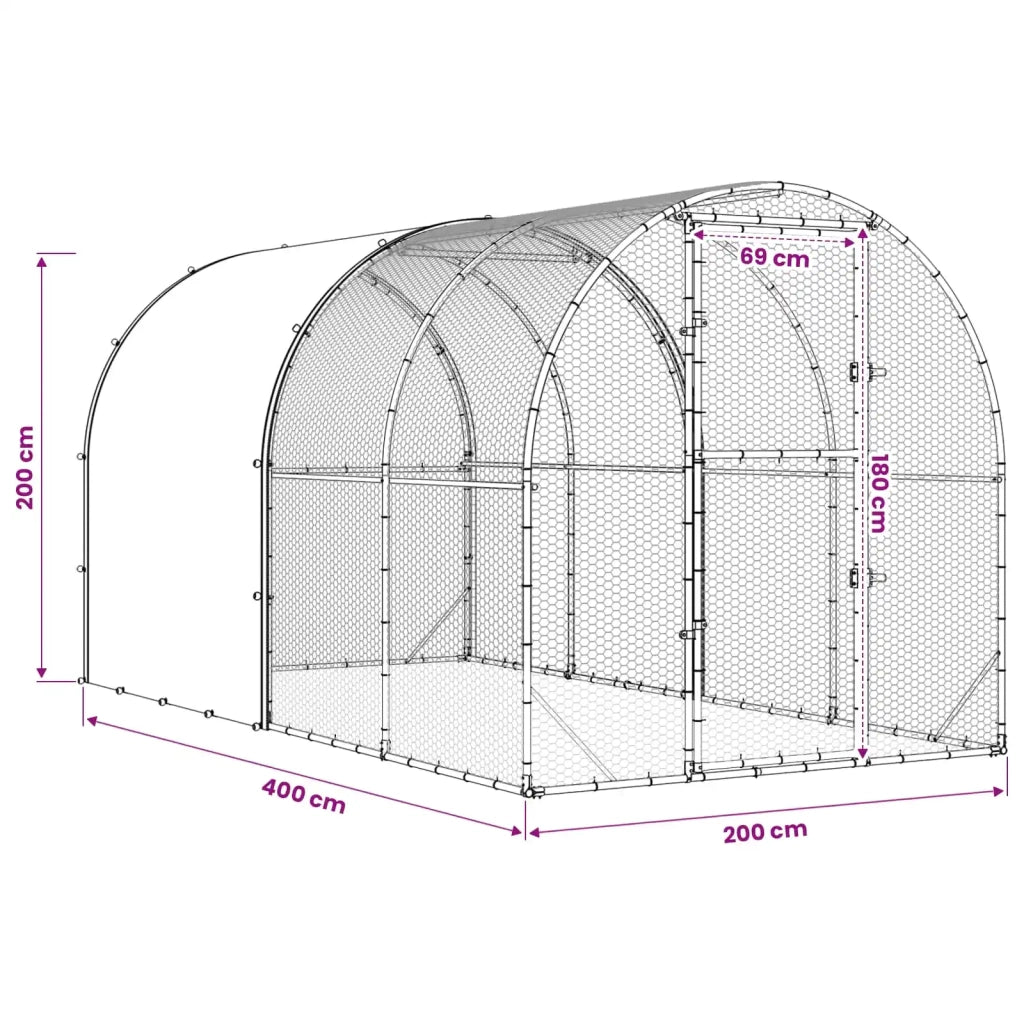 Pollaio Argento 400 x 200 x 200 cm Acciaio zincato 3434681