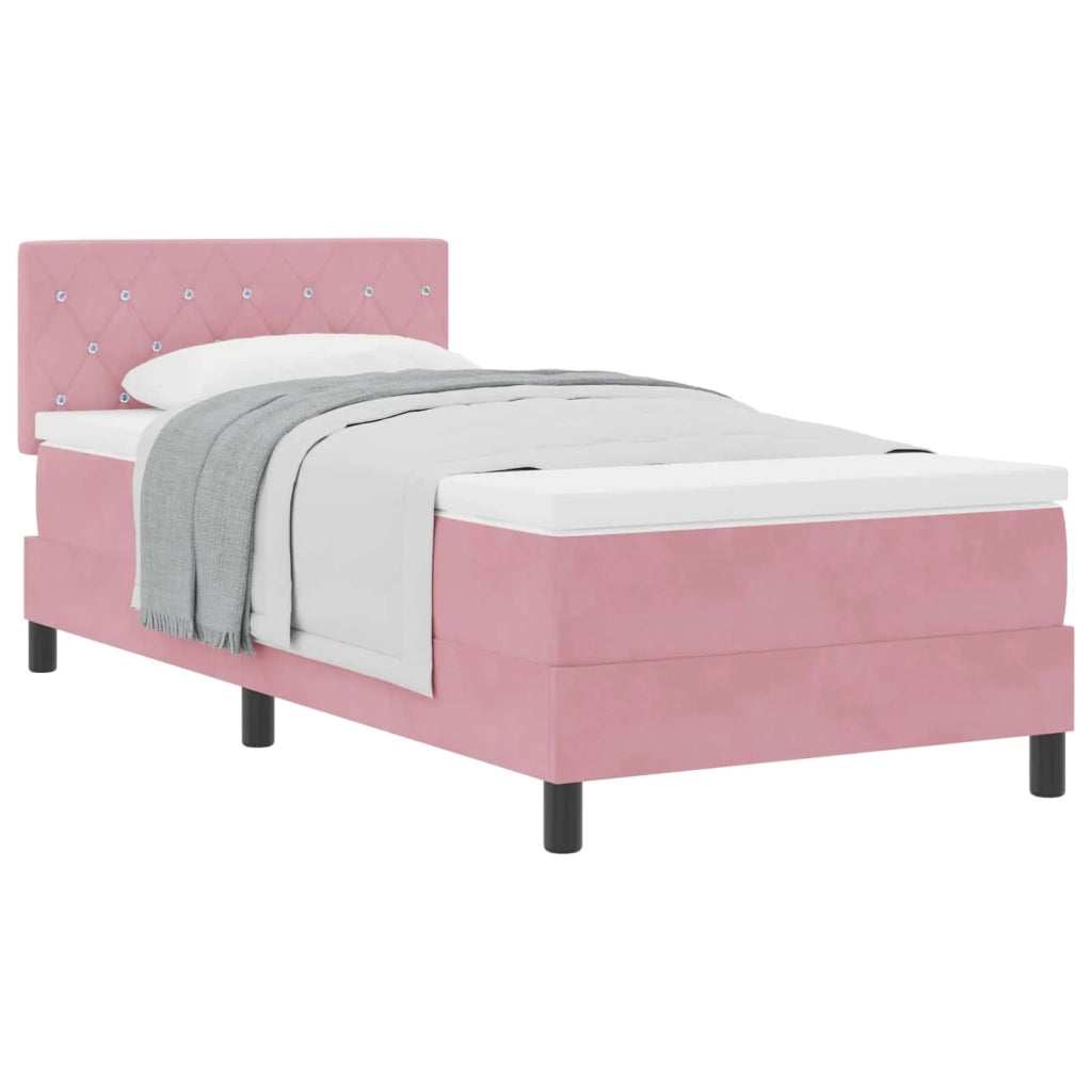 Letto a molle con materasso Rosa 100 x 200 cm Velluto 3339091