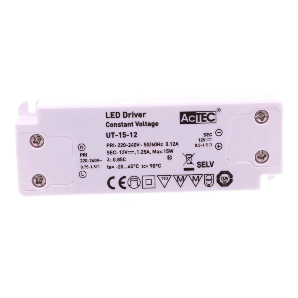Alimentatore Trasformatore Ultra Slim 15W 12V 1.25A Tensione Costante 103X36X16 mm