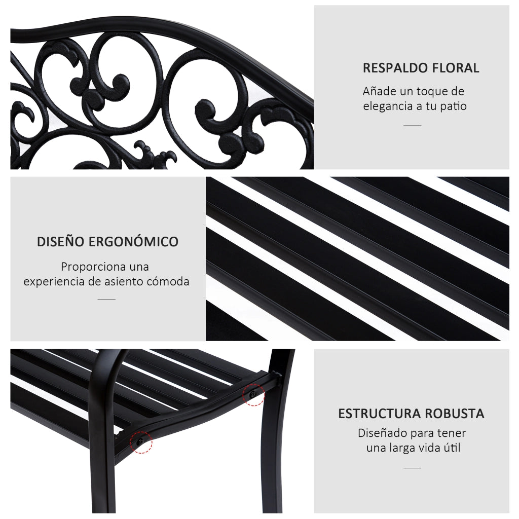 Banco per esterno in acciaio ¨C zephmum ¨C 127x60x89 cm nero