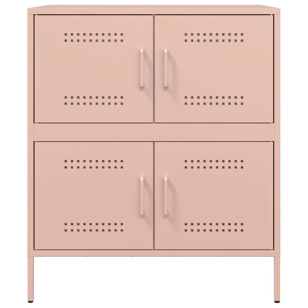 Credenza cassettiera armadio mobile contenitore organizer per cucina soggiorno salotto 68 x 39 x 79 cm acciaio rosa 02_0036215