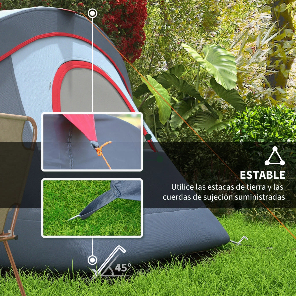 Tenda da campeggio 6 posti ¨C zephmum ¨C 455x220x180 cm grigio impermeabile