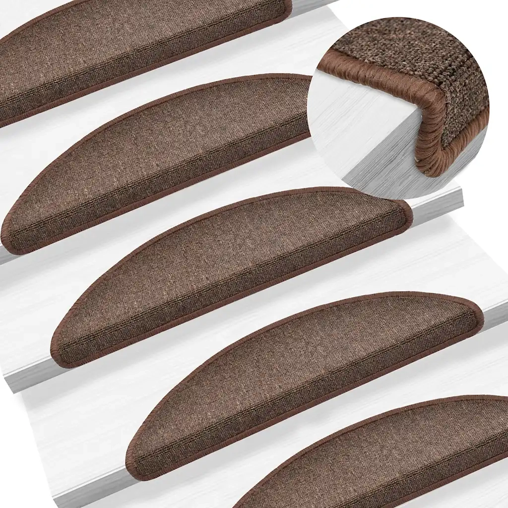 Tappetini per scale 30 pz 56x17x3 cm Marrone caffè Semicircolari