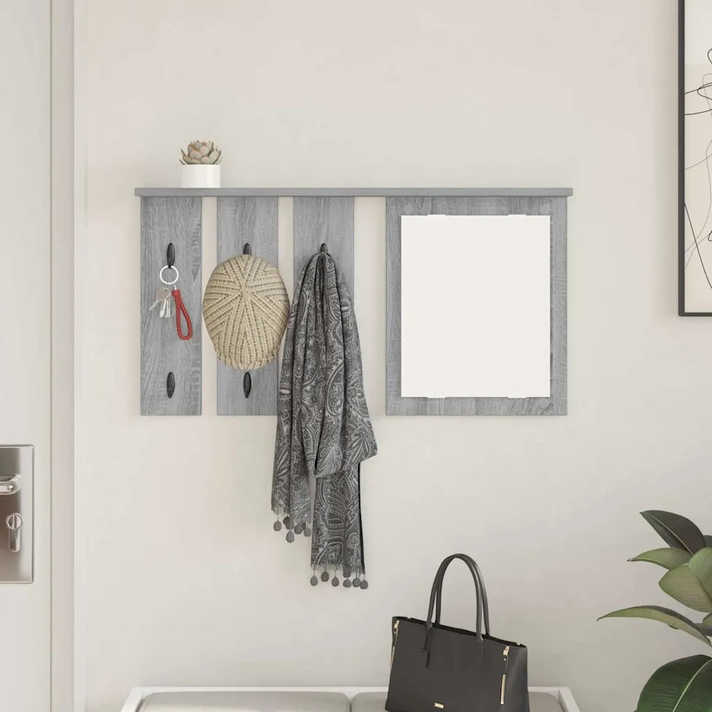 Appendiabiti a muro con specchio Grigio sonoma 85 x 10 x 45 cm CFW3444497
