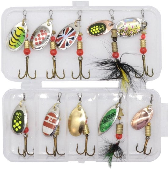 Set di 10 Vissatrici per Tre Persone - Spinner Metallico - Vissensnoer - Accessori di Alta Qualità - Sostenibili e Effettivi - Visaas