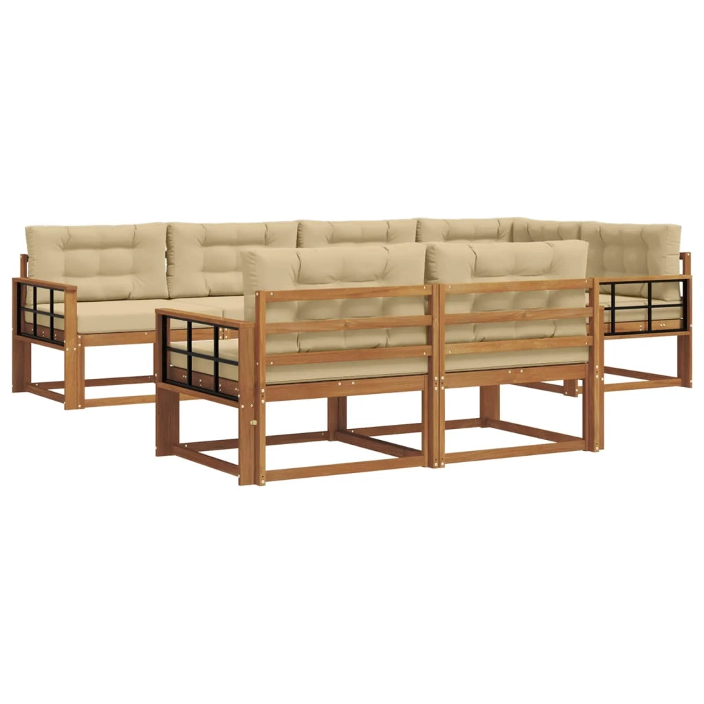 Set di divani da esterno con cuscino 7 pcs Naturale e Beige