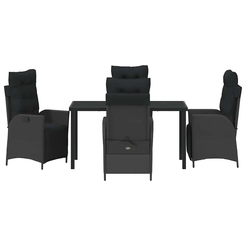 Set da Pranzo per Giardino con cuscino 5 pcs Nero polyrattan 3380535