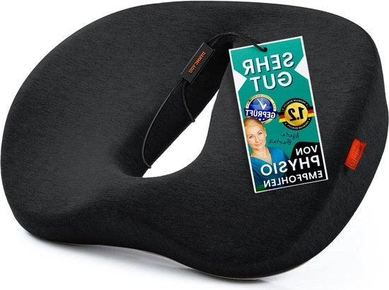 Cuscino per il sedere ergonomico con schiuma di poliuretano - Cuscino donut comodo per sedersi con durezza perfetta - Cuscino per il sedere premium per sedersi rilassato - Nero