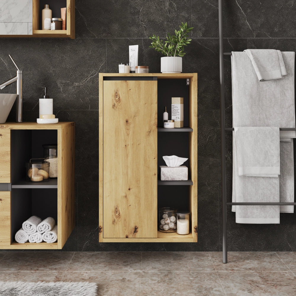 Vicco mobiletto bagno Artigiano/grigio 50 x 86 cm con ripiani aperti