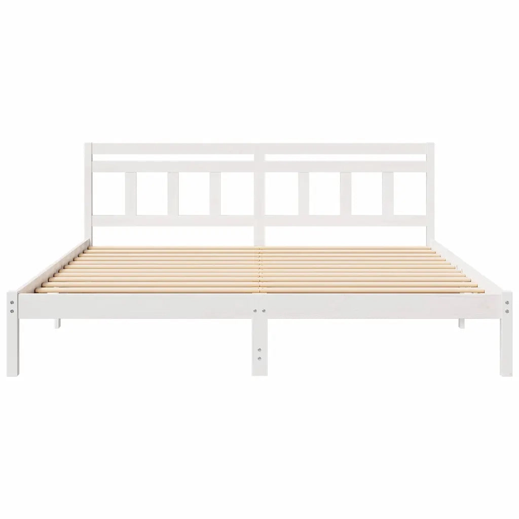 Struttura del letto Bianco 200 x 200 cm Pino massello 872360