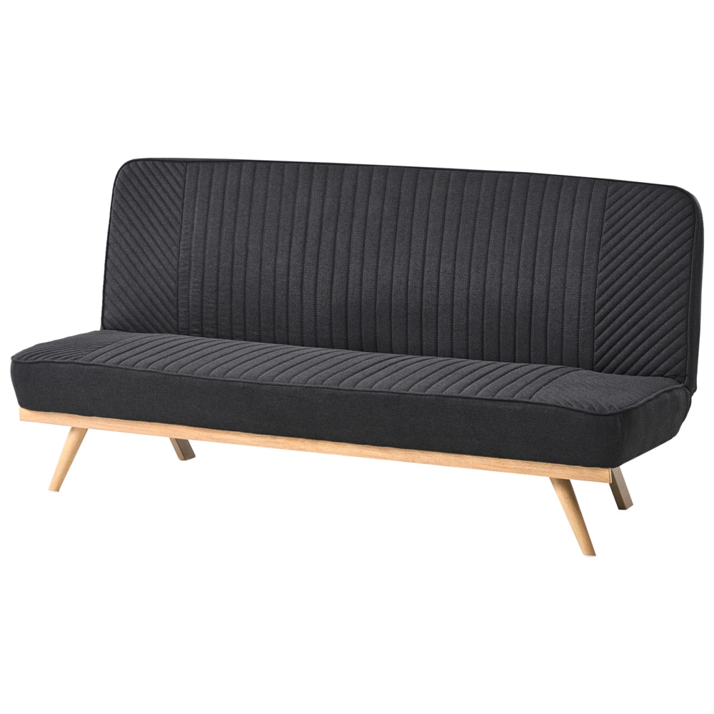 Divano letto Nero Rivestimento in tessuto Gambe in metallo 2 posti Seduta con schienale imbottito Design moderno Senza braccioli