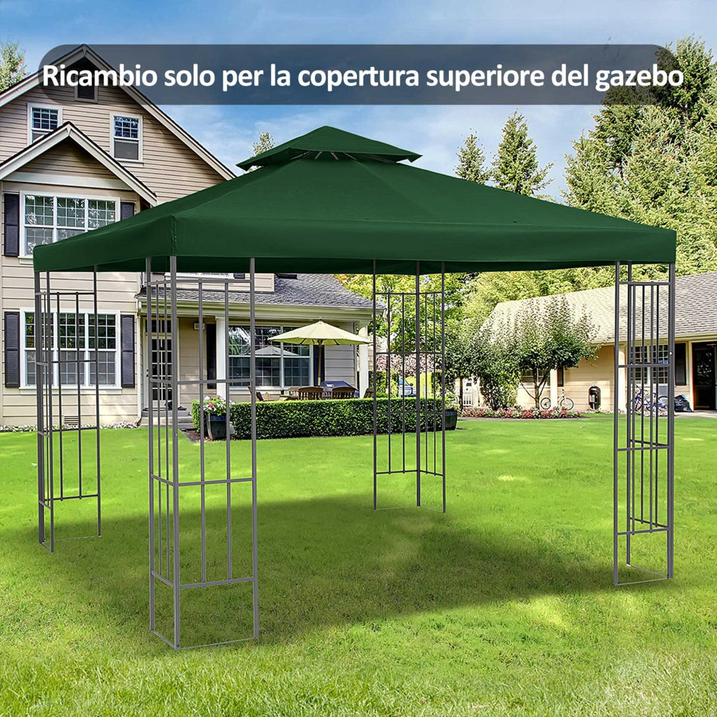 Gazebo 3x3 m ¨C Minimal ¨C Verde Scuro Poliestere Impermeabile