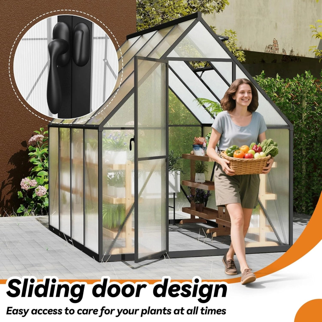 Serra da giardino in alluminio, con base da 6 cm e piastra in policarbonato da 4 mm, per pomodori, da giardino, resistente ai raggi UV, resistente alle intemperie, per il giardino, 230 x 180 x