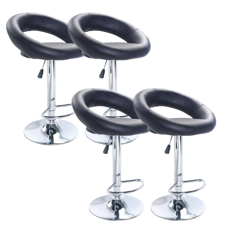SET 4 SGABELLI KENDAL CON SEDUTA IN ECOPELLE NERA E STRUTTURA IN ACCIAIO 48X53X102CM