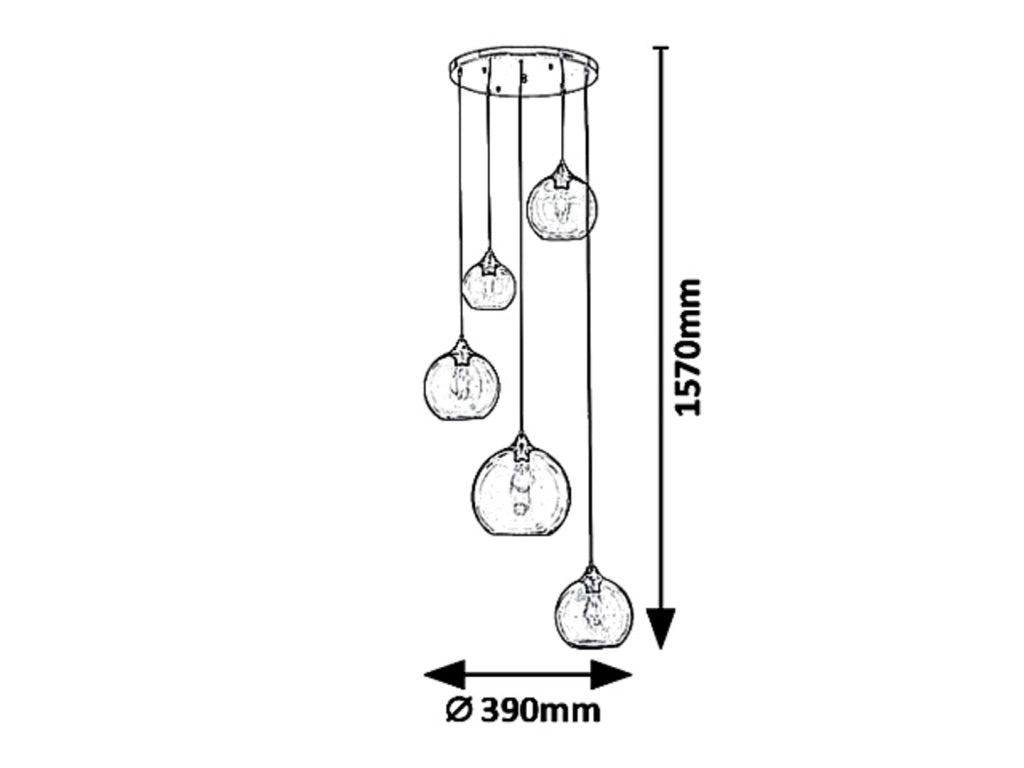 Lampadario Rabalux Tanesha 5 luci vetro fumé nero