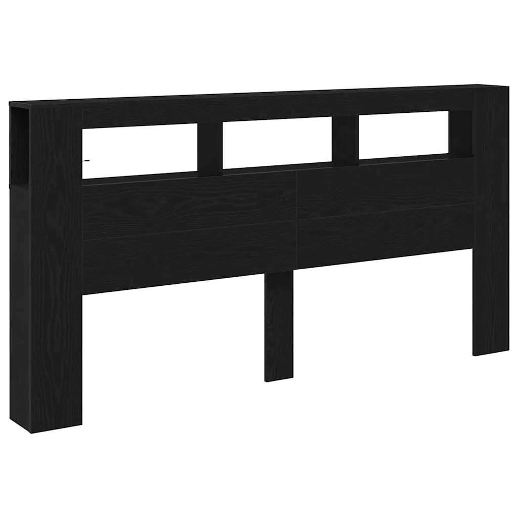 Testiera LED con lo scaffale Rovere Nero 200 x 18,5 x 103,5 cm 863116